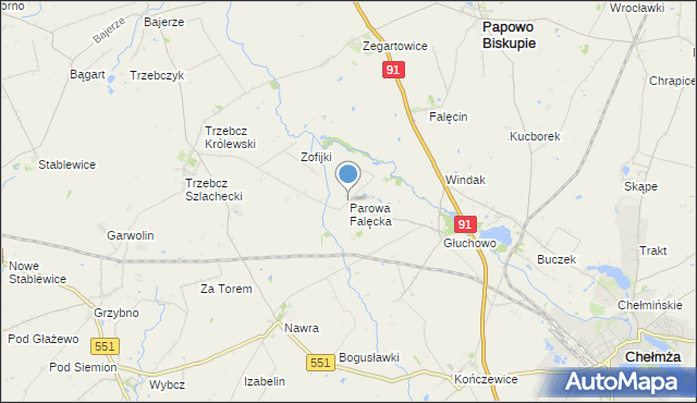 mapa Parowa Falęcka, Parowa Falęcka na mapie Targeo